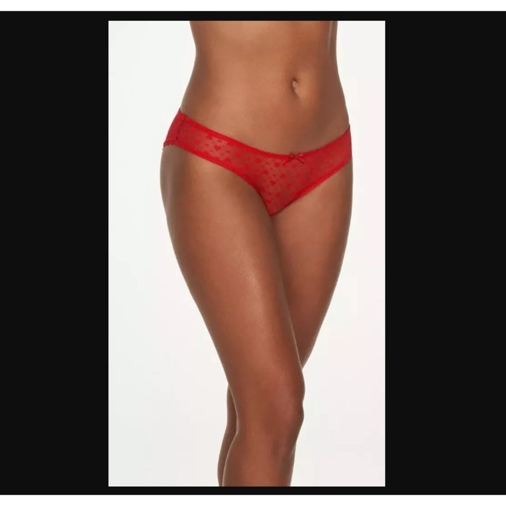 Fredericks Of Hollywood Size 1X Red Maree Hearts Lace Love Panty NWT‎